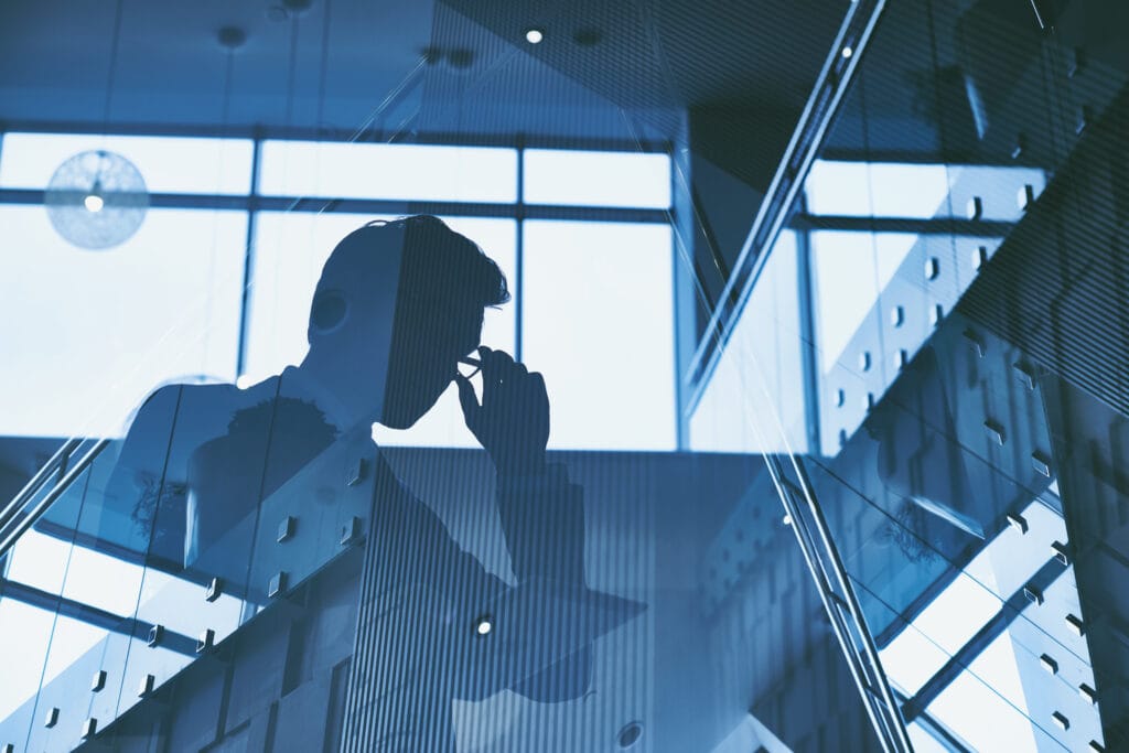 silhouette businessman with glasses